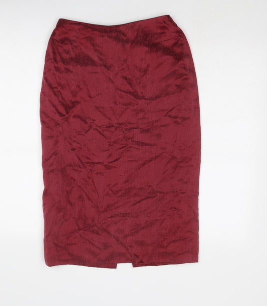 Country Casuals Womens Red Cupro Straight & Pencil Skirt Size 10 Zip