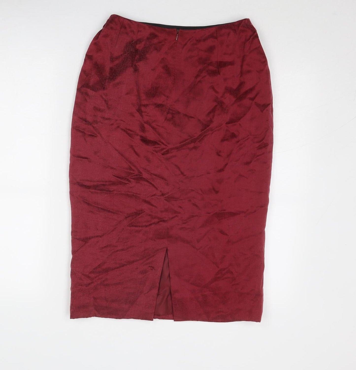 Country Casuals Womens Red Cupro Straight & Pencil Skirt Size 10 Zip