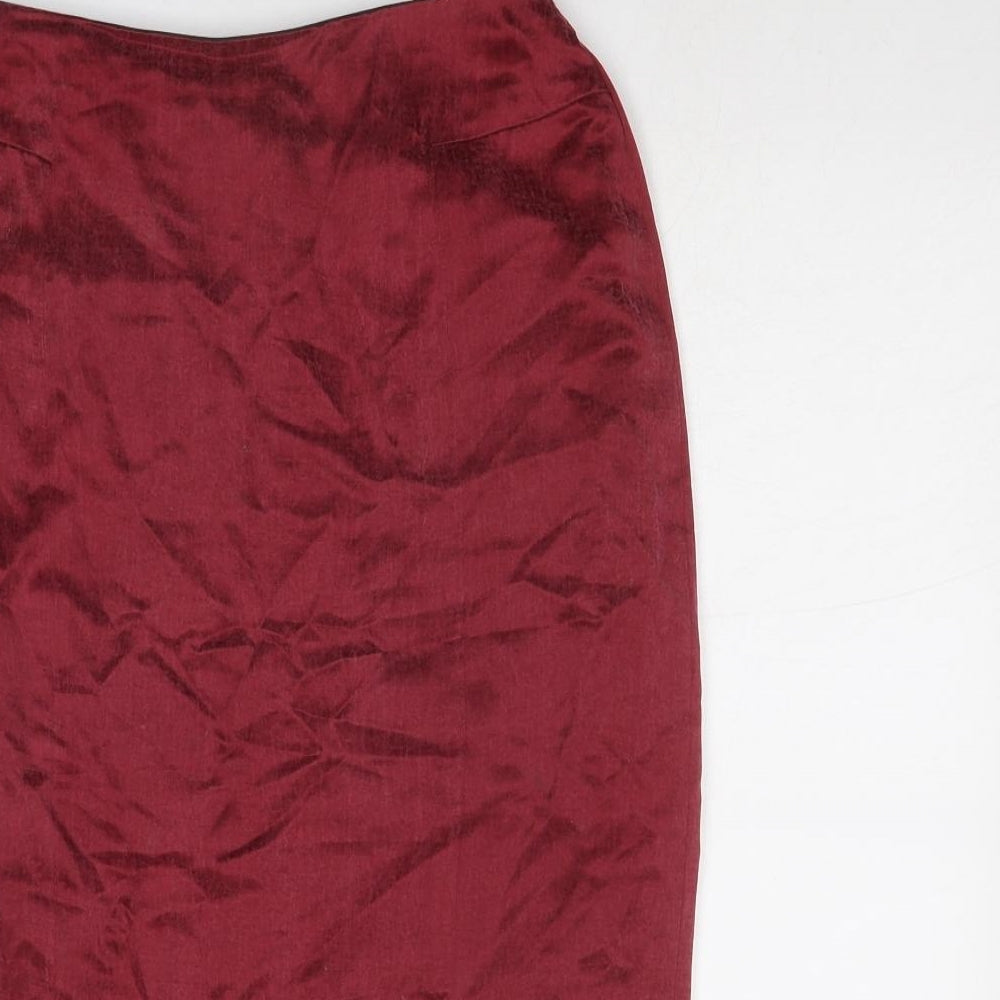 Country Casuals Womens Red Cupro Straight & Pencil Skirt Size 10 Zip