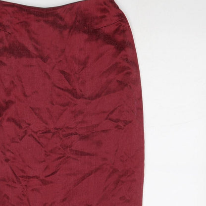 Country Casuals Womens Red Cupro Straight & Pencil Skirt Size 10 Zip
