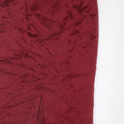 Country Casuals Womens Red Cupro Straight & Pencil Skirt Size 10 Zip