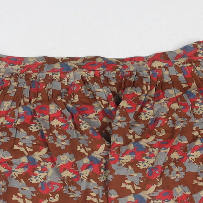 United Colours of Benetton Girls Brown Geometric Cotton Skater Skirt Size 10-11 Years Regular Zip