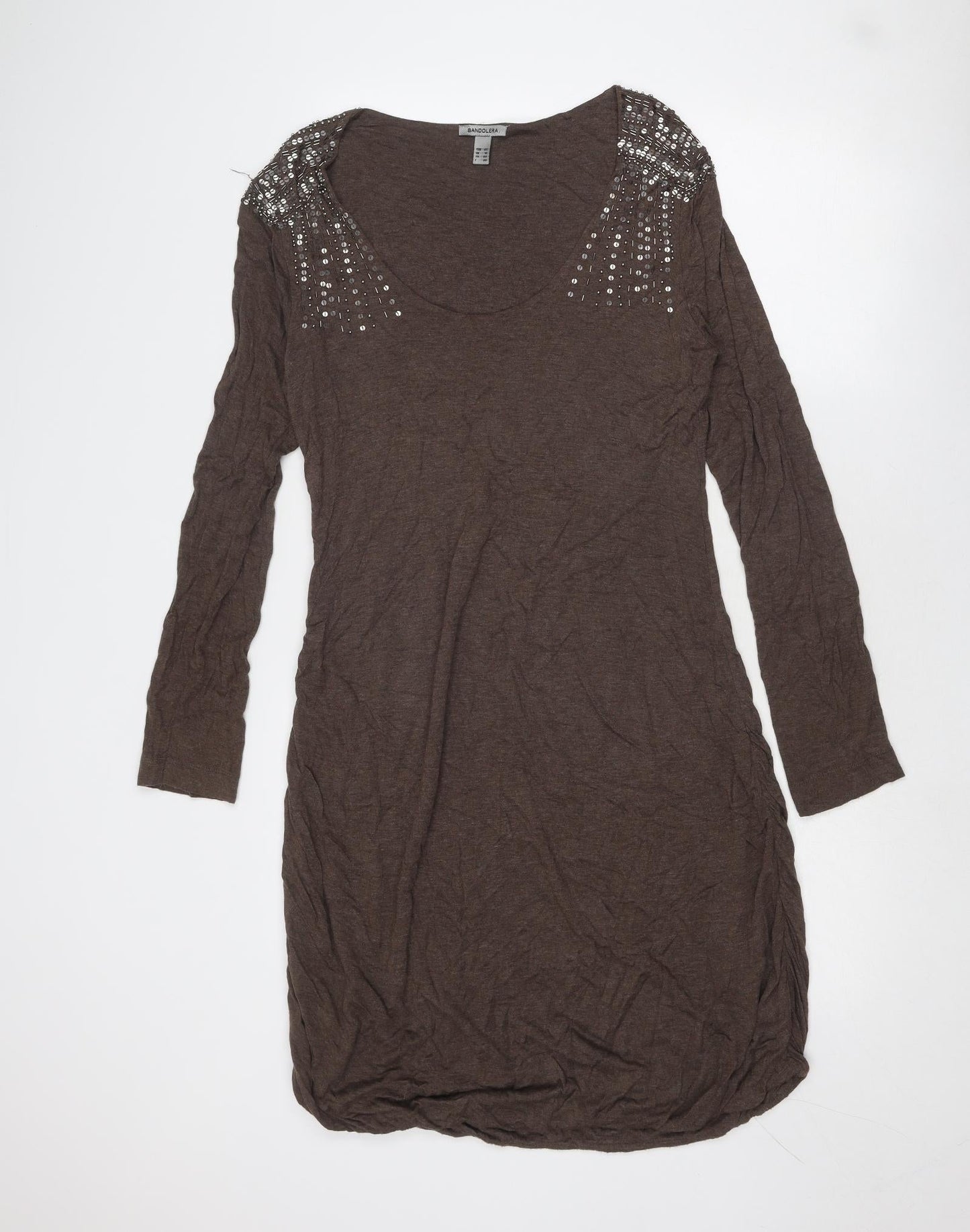Bandolera Womens Brown Viscose A-Line Size 16 Scoop Neck Pullover