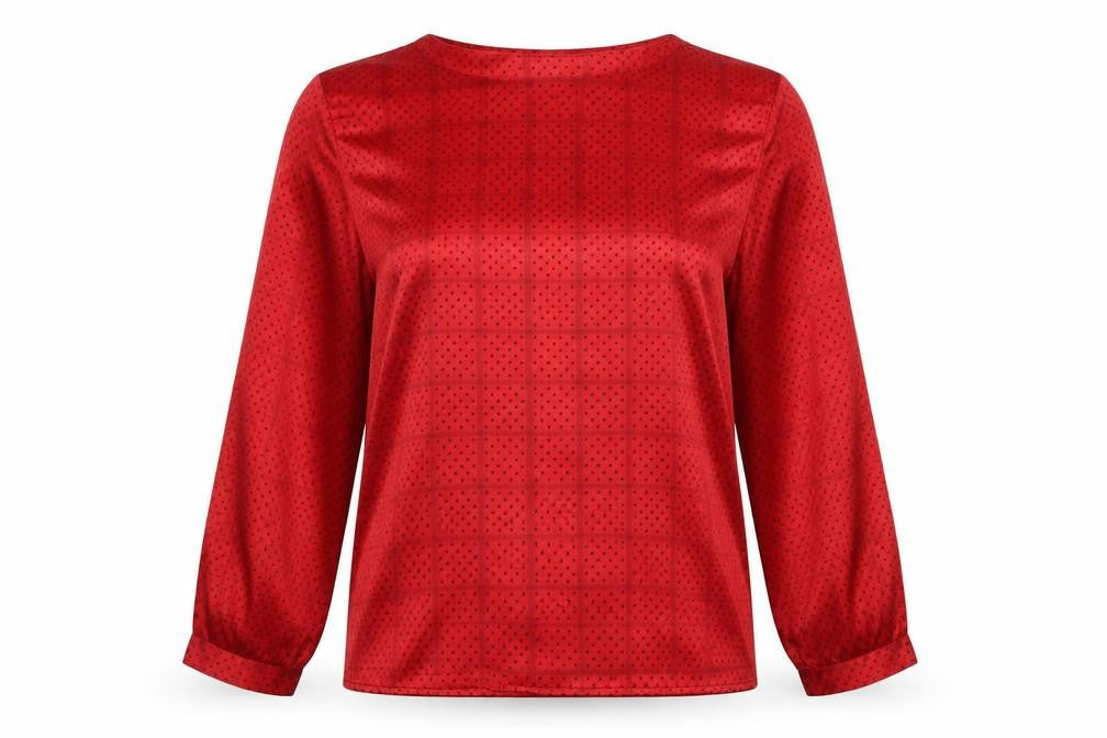 Principles Womens Red Geometric Polyester Basic Blouse Size 6 Round Neck