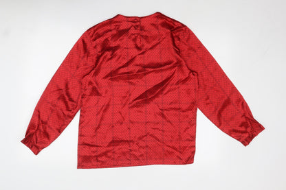 Principles Womens Red Geometric Polyester Basic Blouse Size 6 Round Neck