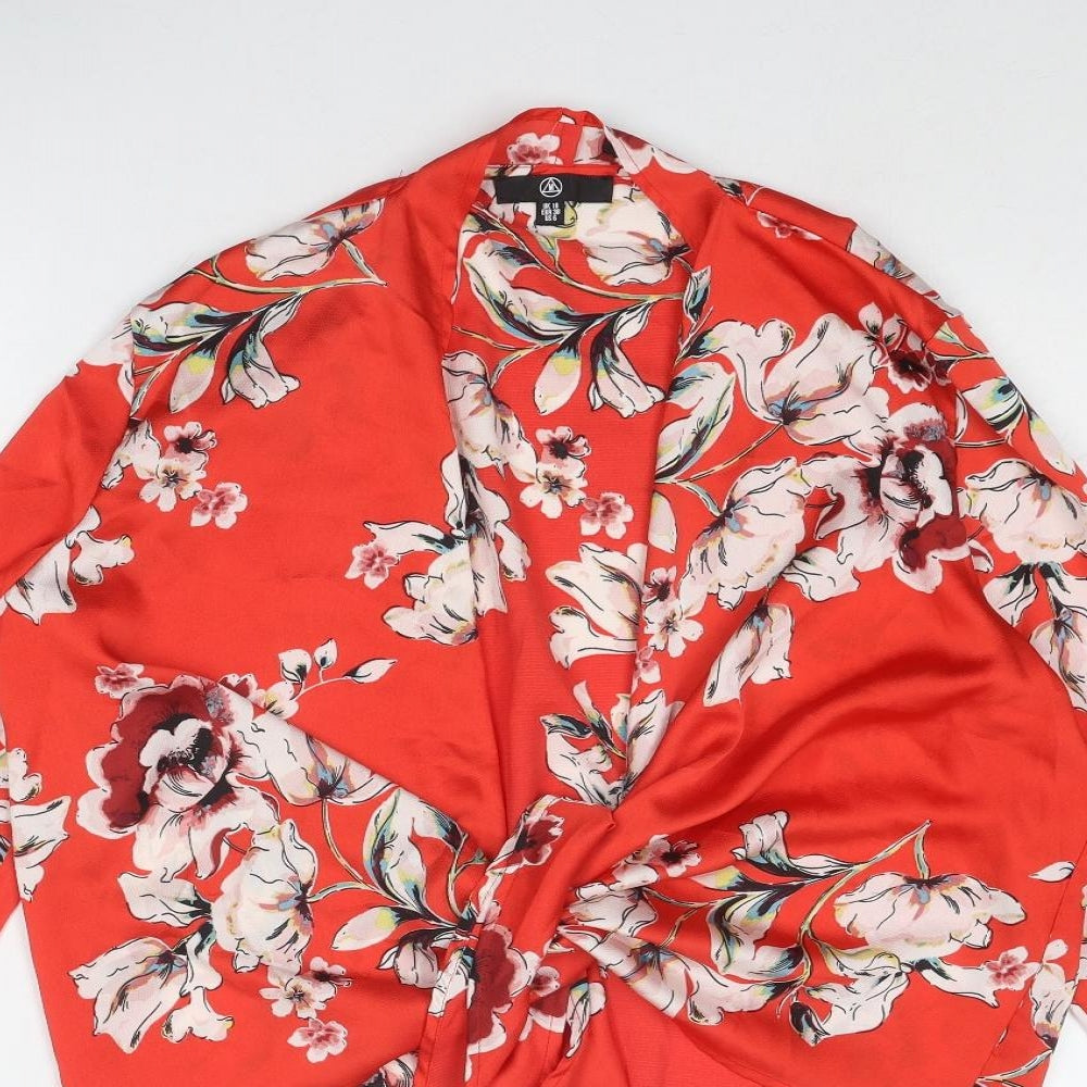 Womens UK Size 10 Missguided Red Basic Blouse
