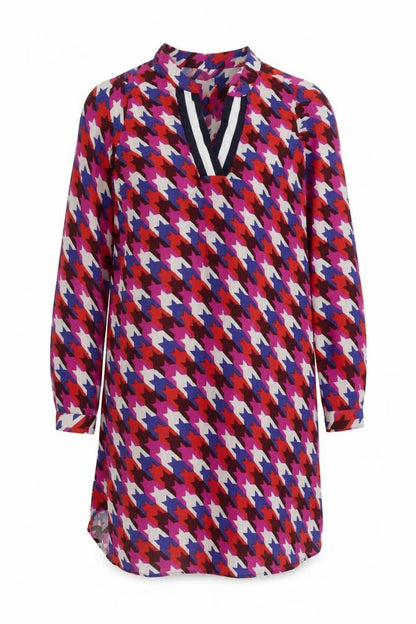 Milano Womens Multicoloured Geometric Polyester A-Line Size 8 V-Neck Pullover
