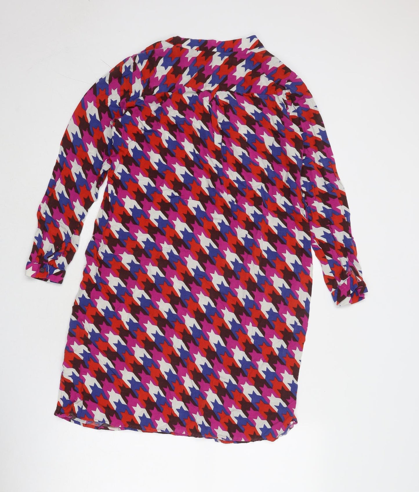 Milano Womens Multicoloured Geometric Polyester A-Line Size 8 V-Neck Pullover