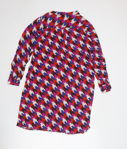 Milano Womens Multicoloured Geometric Polyester A-Line Size 8 V-Neck Pullover