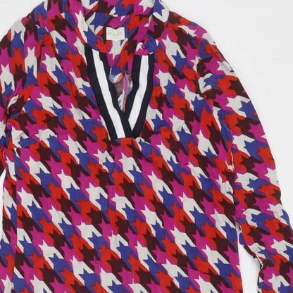 Milano Womens Multicoloured Geometric Polyester A-Line Size 8 V-Neck Pullover