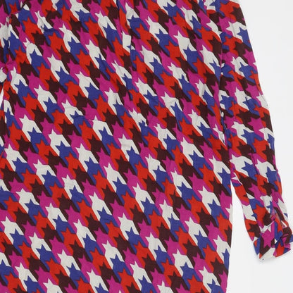 Milano Womens Multicoloured Geometric Polyester A-Line Size 8 V-Neck Pullover