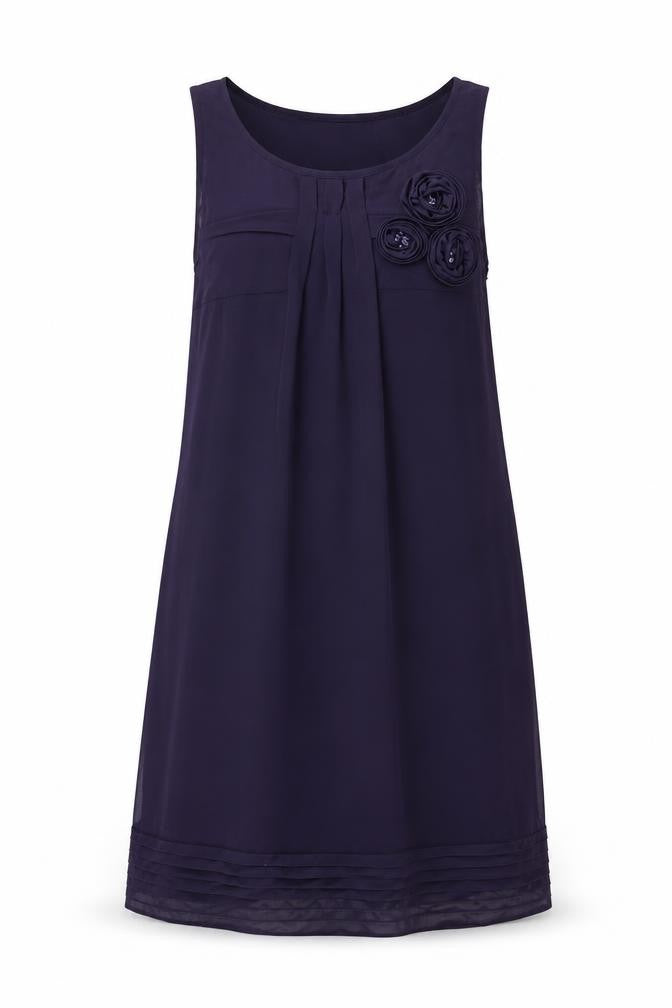 La Redoute Womens Purple Polyester A-Line Size 10 Round Neck Zip - Flower Detail