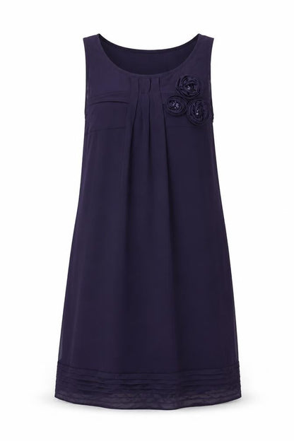 La Redoute Womens Purple Polyester A-Line Size 10 Round Neck Zip - Flower Detail