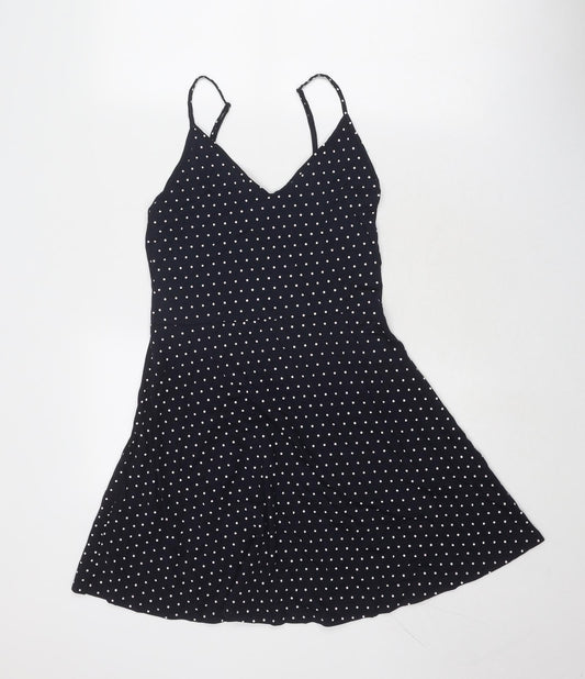 Divided by H&M Womens Blue Polka Dot Polyester Slip Dress Size S V-Neck Pullover