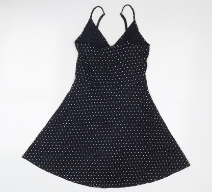 Divided by H&M Womens Blue Polka Dot Polyester Slip Dress Size S V-Neck Pullover