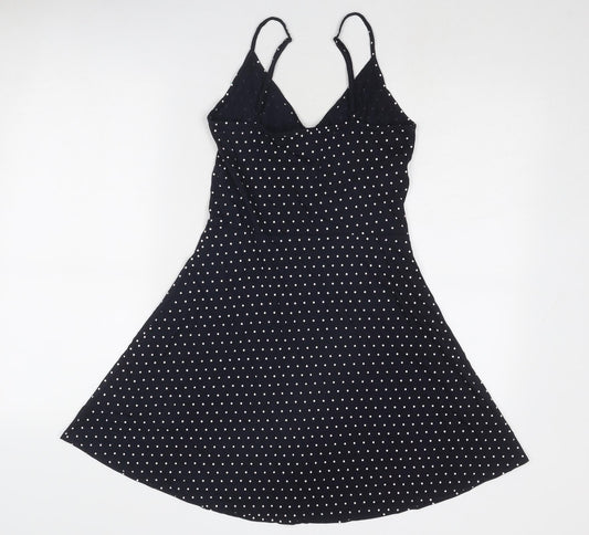 Divided by H&M Womens Blue Polka Dot Polyester Slip Dress Size S V-Neck Pullover