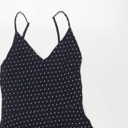 Divided by H&M Womens Blue Polka Dot Polyester Slip Dress Size S V-Neck Pullover