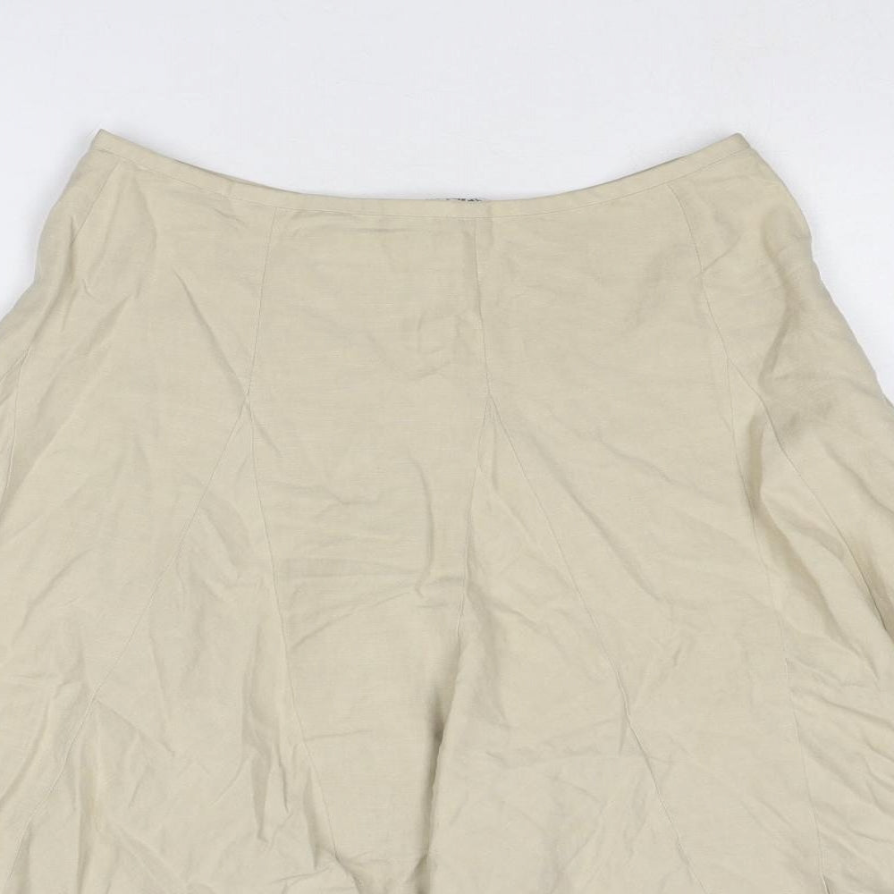 GEORGES RECH Womens Beige Linen Swing Skirt Size 10 Zip