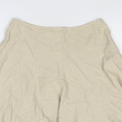GEORGES RECH Womens Beige Linen Swing Skirt Size 10 Zip