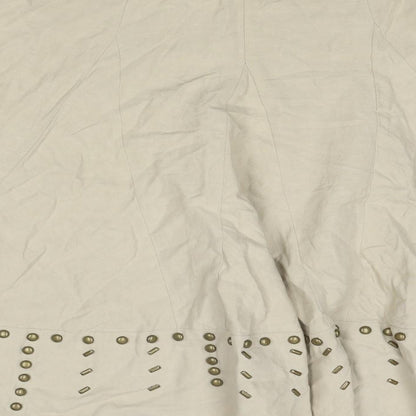 GEORGES RECH Womens Beige Linen Swing Skirt Size 10 Zip