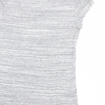 Merona Womens Grey Striped Viscose Basic T-Shirt Size L V-Neck