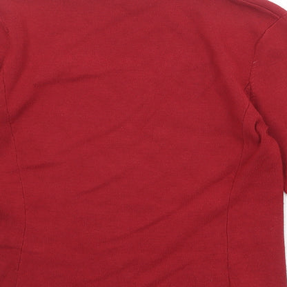 CC Womens Red Square Neck Viscose Pullover Jumper Size S