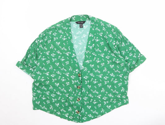 Womens UK Size 14 New Look Green Basic Button-Up