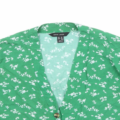 Womens UK Size 14 New Look Green Basic Button-Up