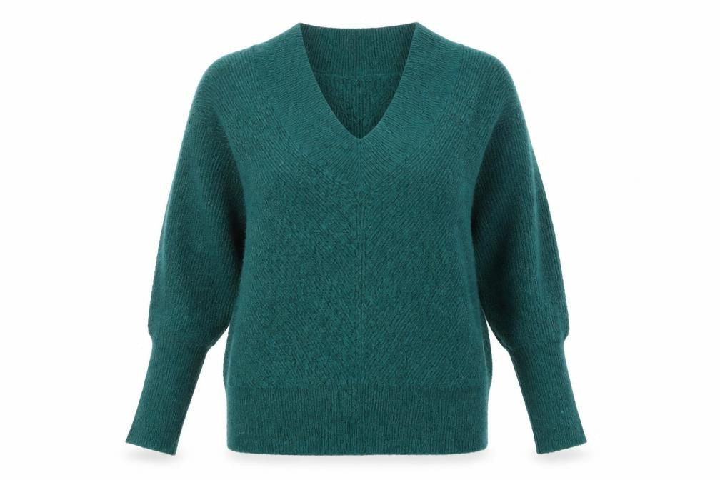 Monsoon Womens Green V-Neck Acrylic Pullover Jumper Size S