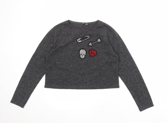 Womens UK Size M Zara Grey Pullover Jumper