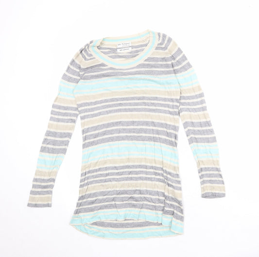 Autograph Womens Multicoloured Round Neck Striped Viscose Pullover Jumper Size 10