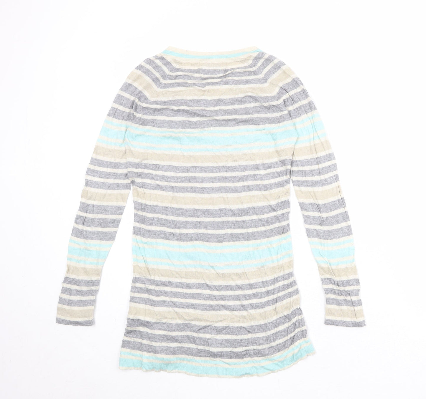 Autograph Womens Multicoloured Round Neck Striped Viscose Pullover Jumper Size 10