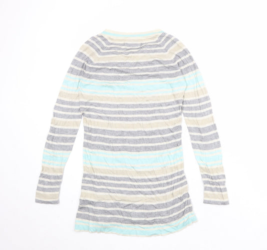 Autograph Womens Multicoloured Round Neck Striped Viscose Pullover Jumper Size 10