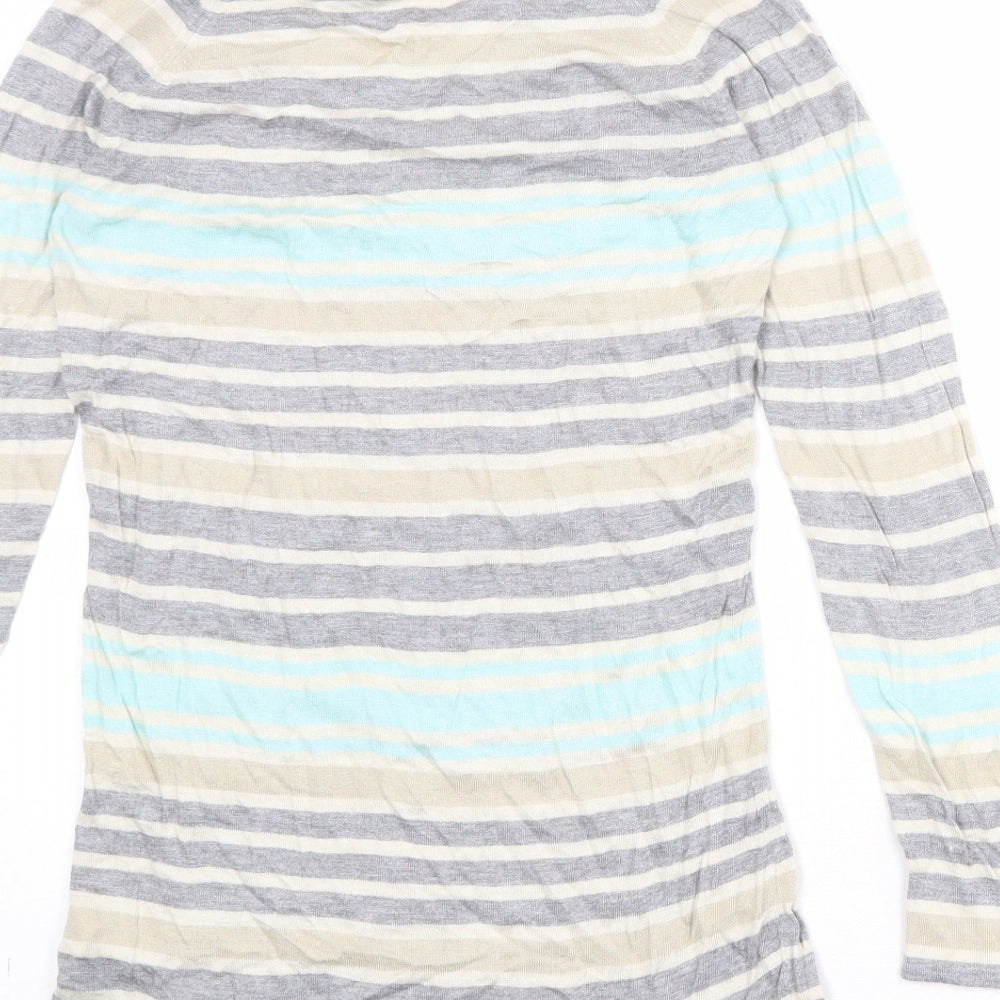 Autograph Womens Multicoloured Round Neck Striped Viscose Pullover Jumper Size 10