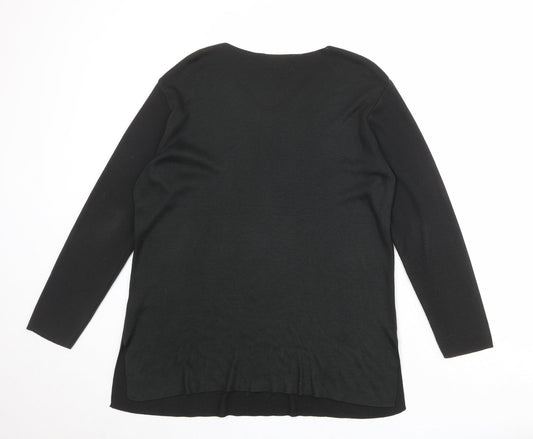 BHS Womens Black V-Neck Acrylic Pullover Jumper Size 12