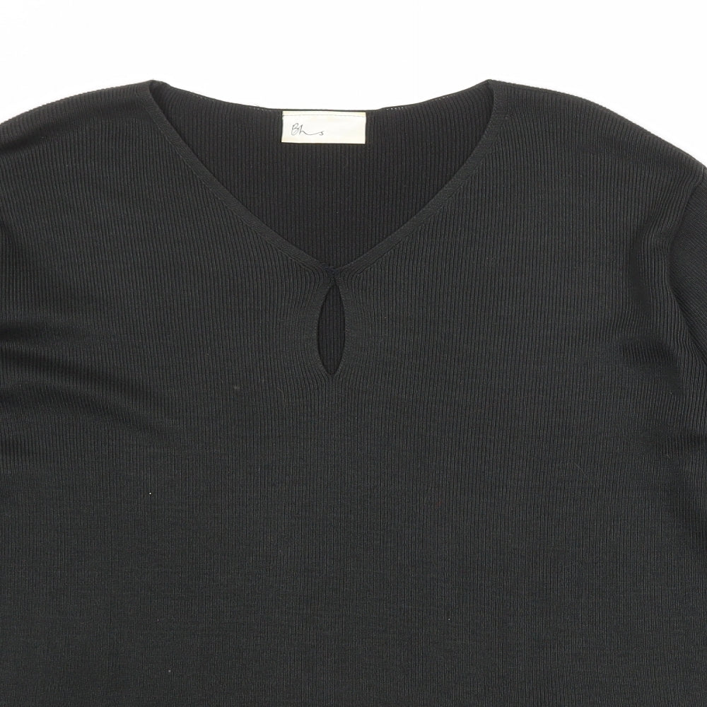 BHS Womens Black V-Neck Acrylic Pullover Jumper Size 12