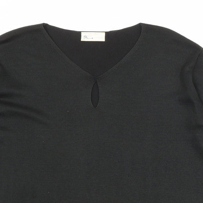 BHS Womens Black V-Neck Acrylic Pullover Jumper Size 12