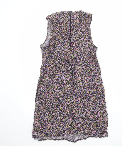 Positive Attitude Womens Multicoloured Floral Rayon A-Line Size 8 Round Neck Zip