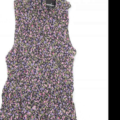 Positive Attitude Womens Multicoloured Floral Rayon A-Line Size 8 Round Neck Zip