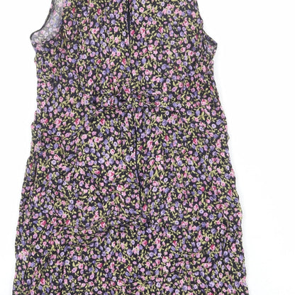 Positive Attitude Womens Multicoloured Floral Rayon A-Line Size 8 Round Neck Zip