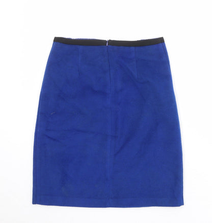 Marks and Spencer Womens Blue Polyester A-Line Skirt Size 30 in Zip