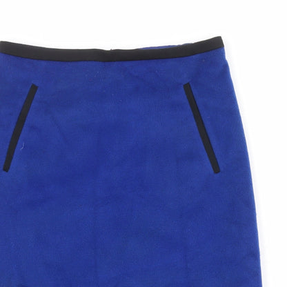 Marks and Spencer Womens Blue Polyester A-Line Skirt Size 30 in Zip
