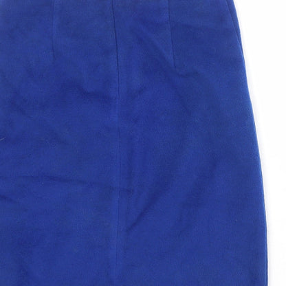 Marks and Spencer Womens Blue Polyester A-Line Skirt Size 30 in Zip