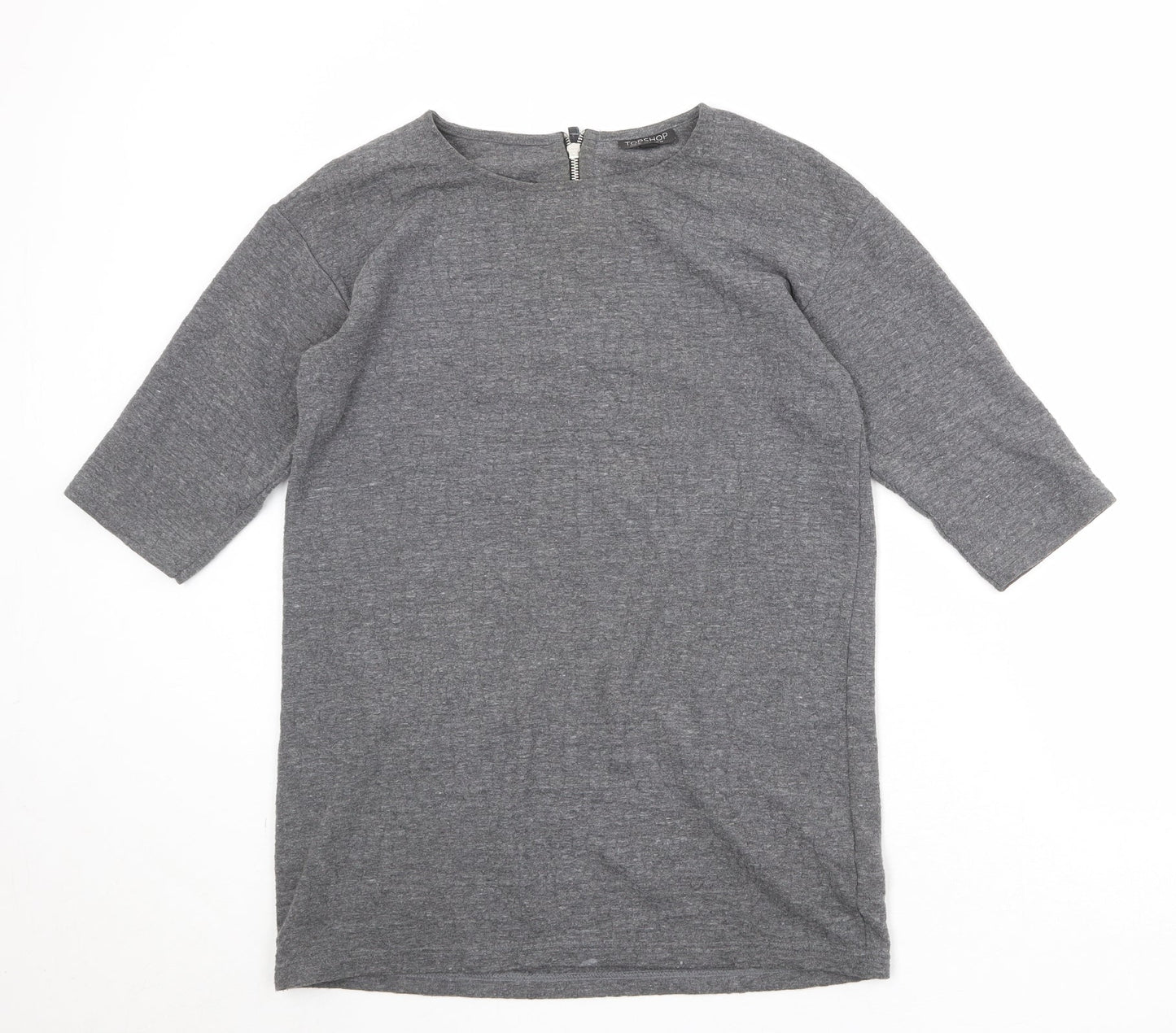 Womens UK Size 10 Topshop Grey Basic T-Shirt
