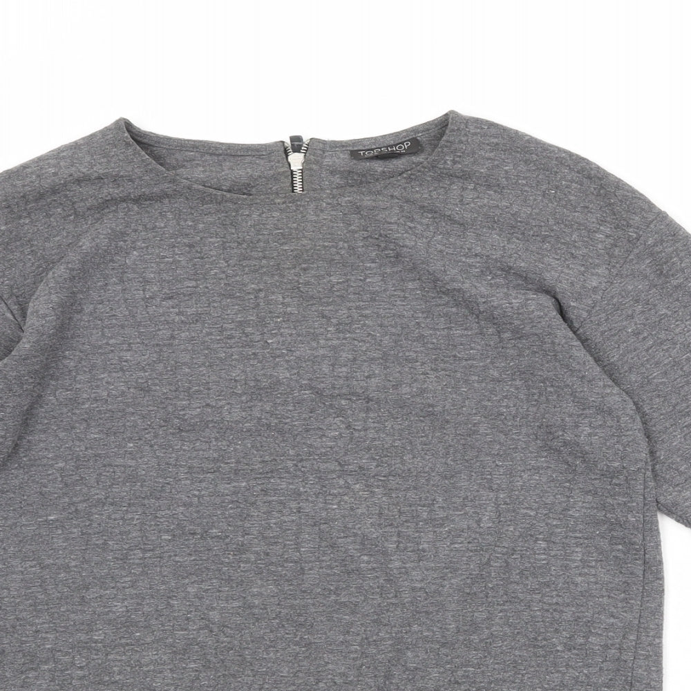 Womens UK Size 10 Topshop Grey Basic T-Shirt