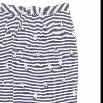 Oasis Womens Blue Striped Cotton Straight & Pencil Skirt Size 12 Zip - Boat Pattern