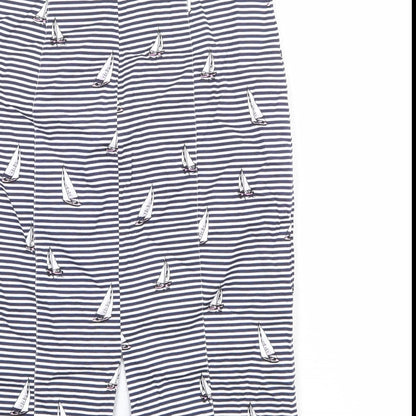 Oasis Womens Blue Striped Cotton Straight & Pencil Skirt Size 12 Zip - Boat Pattern