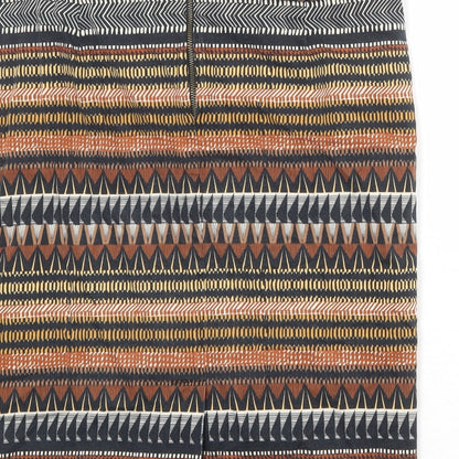 Marks and Spencer Womens Multicoloured Geometric Cotton A-Line Skirt Size 10 Zip