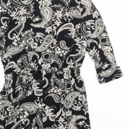 Boohoo Womens Black Paisley Viscose Playsuit One-Piece Size 10 Pullover