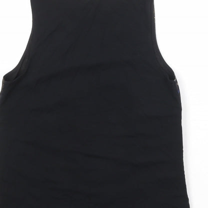 Ann Taylor Womens Black Floral Polyester Basic Tank Size S Round Neck